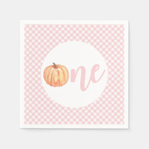Servilleta De Papel Calabacita pastel rosa cuadros primer cumpleaños