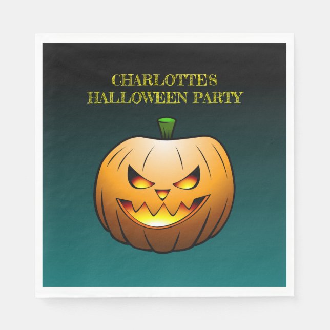Servilleta De Papel Calabaza acogedora Jack o'lantern Halloween (Anverso)