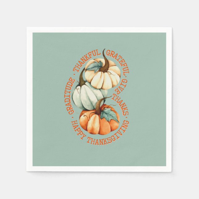 Servilleta De Papel Calabaza acuática Rustic Happy Acción de Gracias (Anverso)