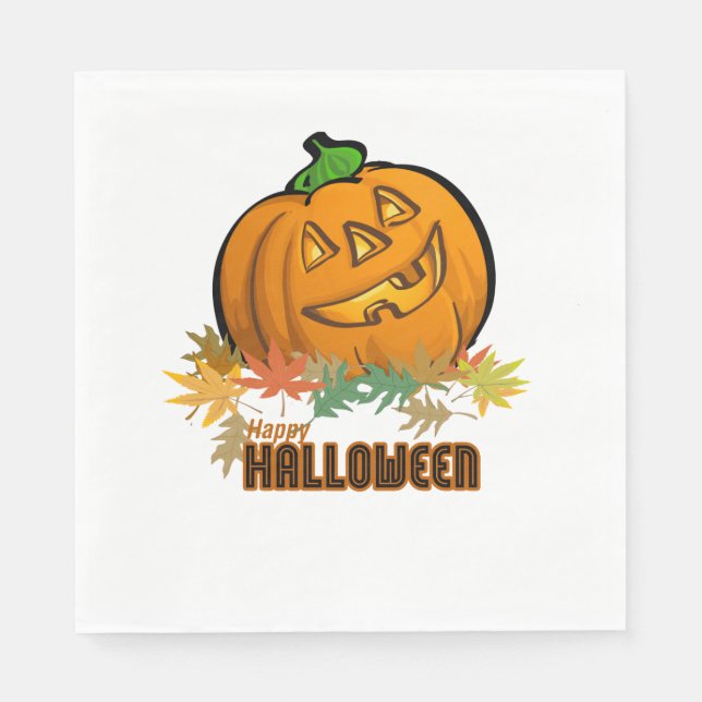 Servilleta De Papel Calabaza alegre Halloween (Anverso)