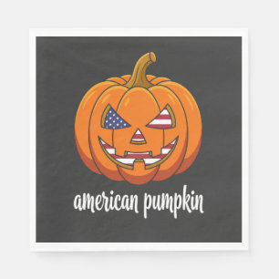 Servilleta De Papel Calabaza Americana Patriótica Jack O Lanter de Hal