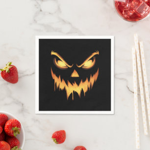 Servilleta De Papel Calabaza asustada Jack O Lantern Face Halloween