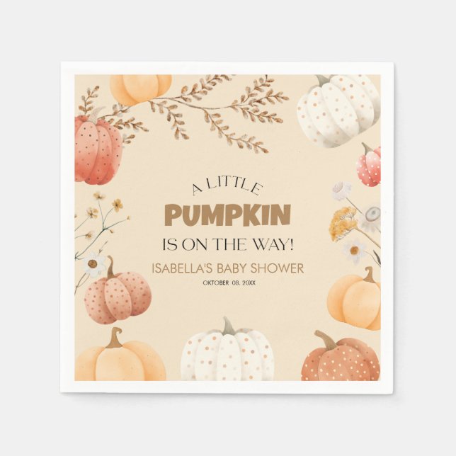 Servilleta De Papel Calabaza Baby Shower Fall (Anverso)