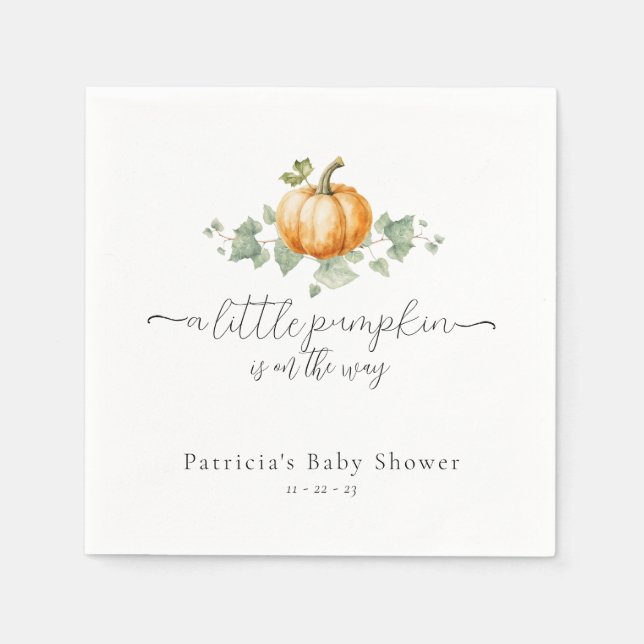 Servilleta De Papel Calabaza Baby Shower Sexo Neutral Acontecimiento N (Anverso)