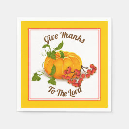 Servilleta De Papel Calabaza, bayas, hojas otoño amarillo Acción de Gr