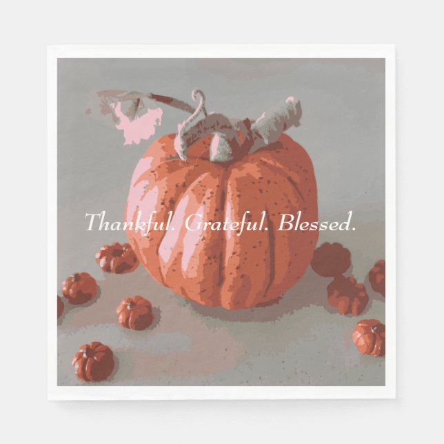 Servilleta De Papel Calabaza bendita y agradecida de Gray Fall (Anverso)