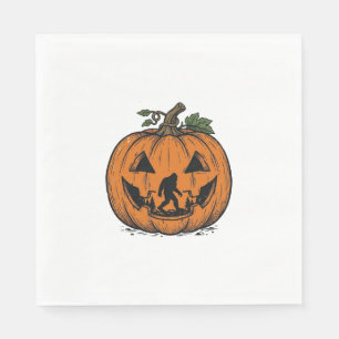 Servilleta De Papel Calabaza Bigfoot Vintage Diseño Vector Halloween_1