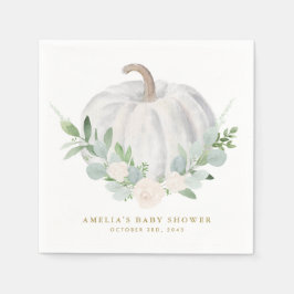 Servilleta De Papel Calabaza blanca acuarela Baby Shower otoño