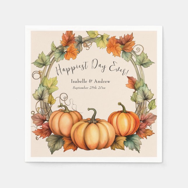 Servilleta De Papel Calabaza Boda Cocktail Napkins (Anverso)