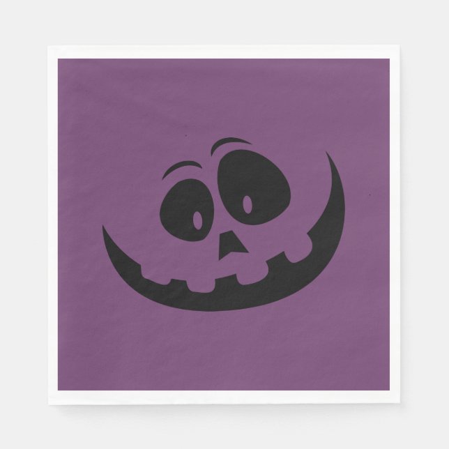 Servilleta De Papel Calabaza cara morada Halloween (Anverso)
