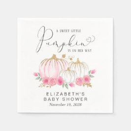 Servilleta De Papel Calabaza color de agua rosa floral bebé niña ducha