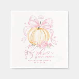 Servilleta De Papel Calabaza con lazo rosa elegante baby shower de oto
