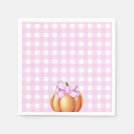 Servilleta De Papel Calabaza con lazo rosa en jaula baby shower