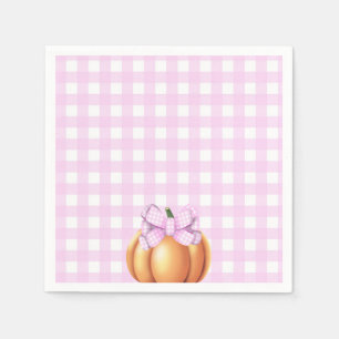 Servilleta De Papel Calabaza con lazo rosa en jaula baby shower