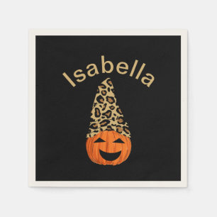 Servilleta De Papel Calabaza Con Un Gorra De Leopardo