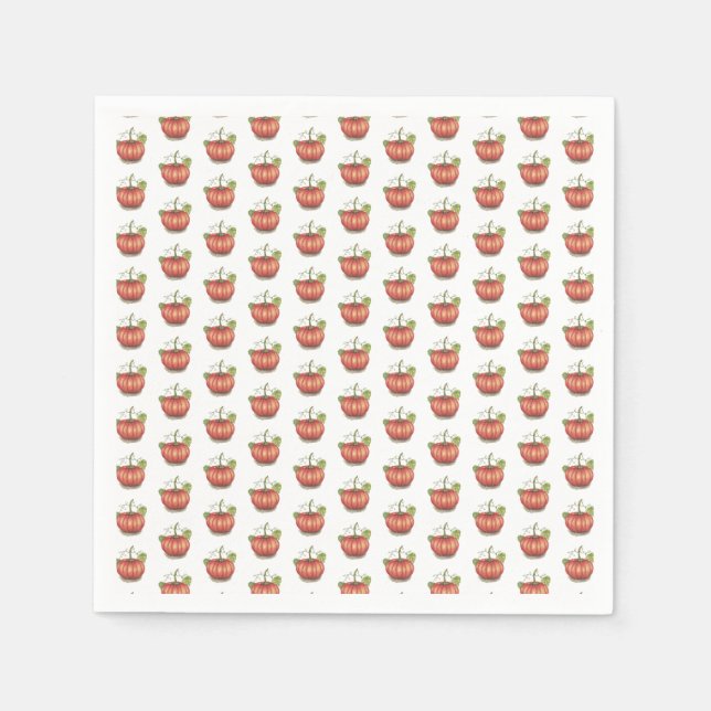 Servilleta De Papel Calabaza Cuidada Con Vinas En Acuarela (Anverso)