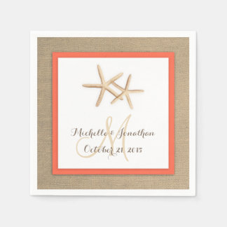 Servilleta De Papel Calabaza de bodas de la playa de Burlap de la estr