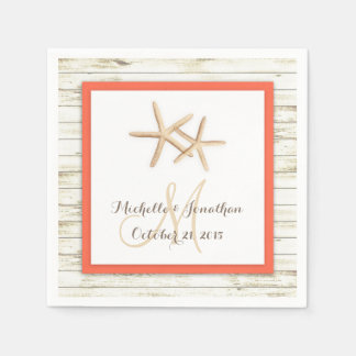 Servilleta De Papel Calabaza de bodas de madera blanca Starfish