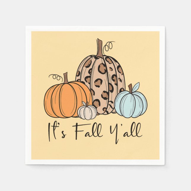 Servilleta De Papel Calabaza de caída de moda | Cita de "It's Fall Yal (Anverso)