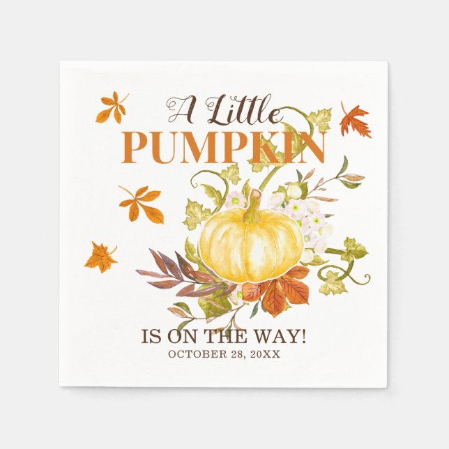 Servilleta De Papel Calabaza de caída rusa | Baby Shower acuarela (Anverso)