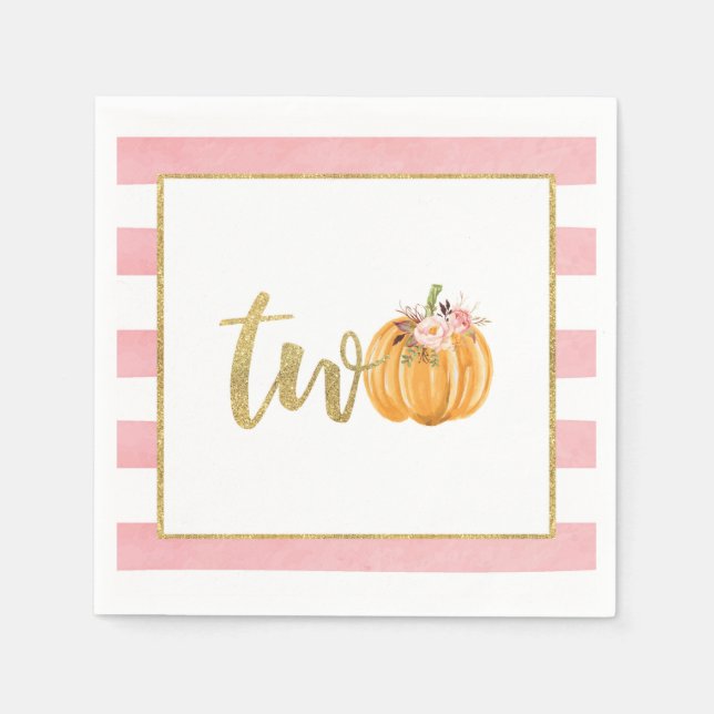 Servilleta De Papel Calabaza de calabaza de 2º cumpleaños - franjas ro (Anverso)