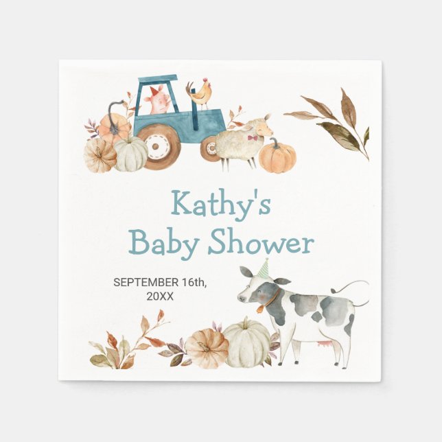 Servilleta De Papel Calabaza de calabaza Tractor de animales Cuadros f (Anverso)