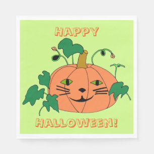 Servilleta De Papel Calabaza de cara de gato, servilletas de Personali
