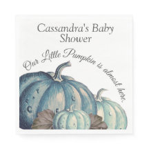 Calabaza de color azul en Baby Shower blanco