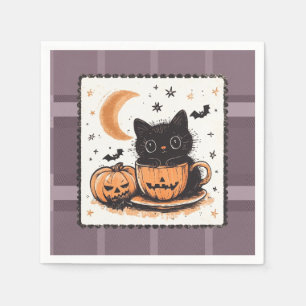 Servilleta De Papel Calabaza de gato lindo de Halloween