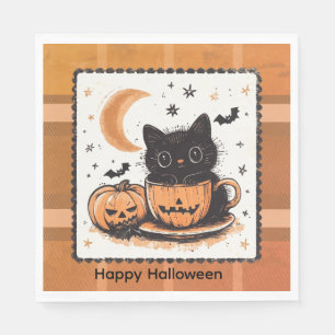 Servilleta De Papel Calabaza de gato lindo de Halloween