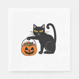 Servilleta De Papel Calabaza de gato negro de Halloween Jack O' Lanter