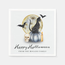 Servilleta De Papel Calabaza de gatos de Halloween espeluznante