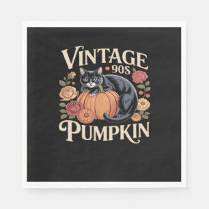 Servilleta De Papel Calabaza de gatos de los años 90 Halloween Retro F