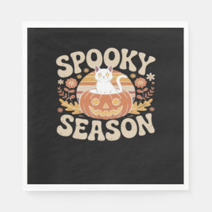 Servilleta De Papel Calabaza de gatos de los años 90 Halloween Retro F