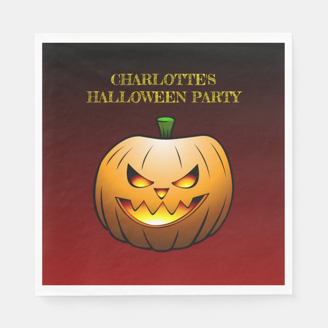 Servilleta De Papel Calabaza de Halloween acogedora Jack o'lantern (Anverso)