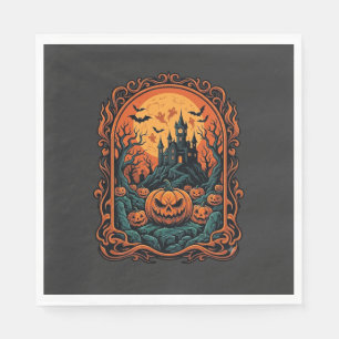 Servilleta De Papel Calabaza de Halloween Casa Embrujada Luna Llena Mu