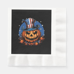 Servilleta De Papel Calabaza de Halloween con bandera estadounidense p