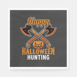 Servilleta De Papel Calabaza de Halloween con Hachas Cruzadas de Caza
