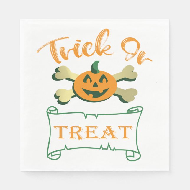 Servilleta De Papel Calabaza de Halloween con truco o tratar cruces (Anverso)