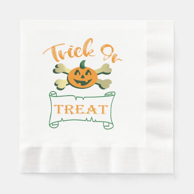 Servilleta De Papel Calabaza de Halloween con truco o tratar cruces (Anverso)