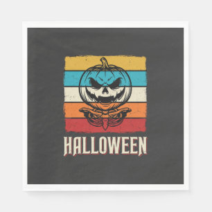 Servilleta De Papel Calabaza De Halloween Cráneo Retro Vintage