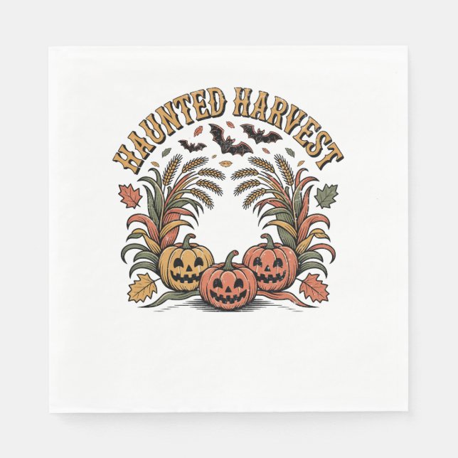 Servilleta De Papel Calabaza de Halloween de cosecha inquieta (Anverso)
