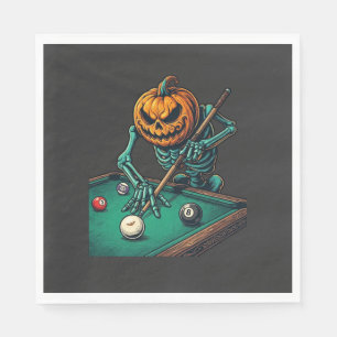 Servilleta De Papel Calabaza de Halloween Esqueleto Jugando Billar Pis