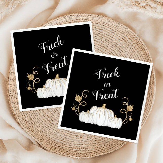 Servilleta De Papel Calabaza de Halloween Feliz Negro (Cute Black Happy Halloween Pumpkin Napkins)
