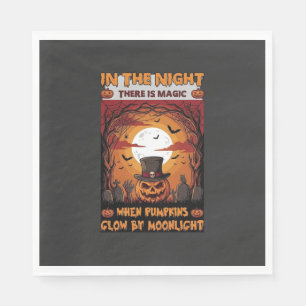 Servilleta De Papel Calabaza de Halloween Nocturna Sombrero de Copa Mu