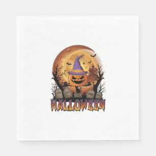 Servilleta De Papel Calabaza de Halloween Sombrero de Bruja Gato Negro