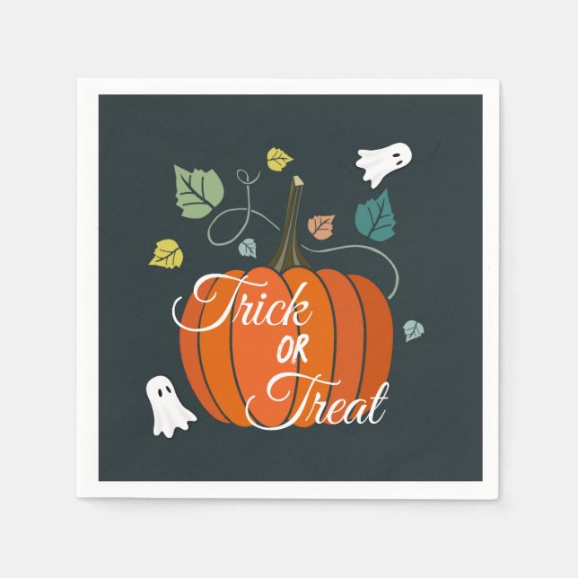 Servilleta De Papel Calabaza de Halloween y truco o truco de fantasmas (Anverso)