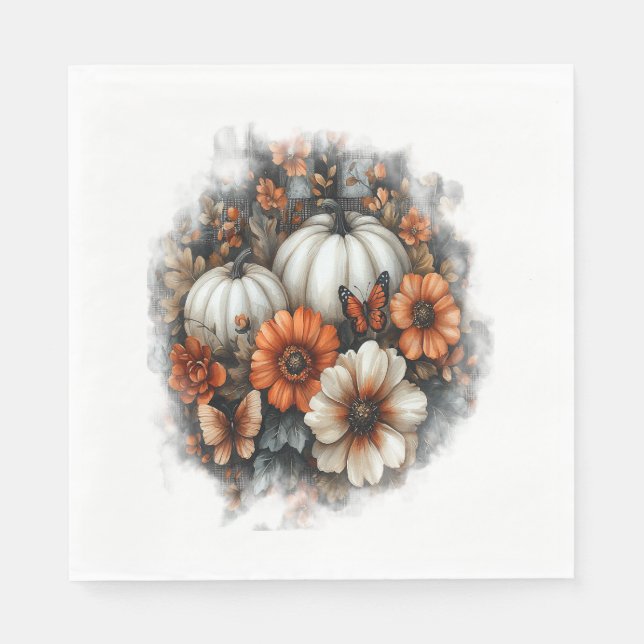 Servilleta De Papel Calabaza de mariposas (Anverso)