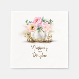 Servilleta De Papel Calabaza de oro y flores rosadas caída rusa