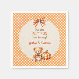 Servilleta De Papel Calabaza de Oso de Peluche de Cuadros de Otoño